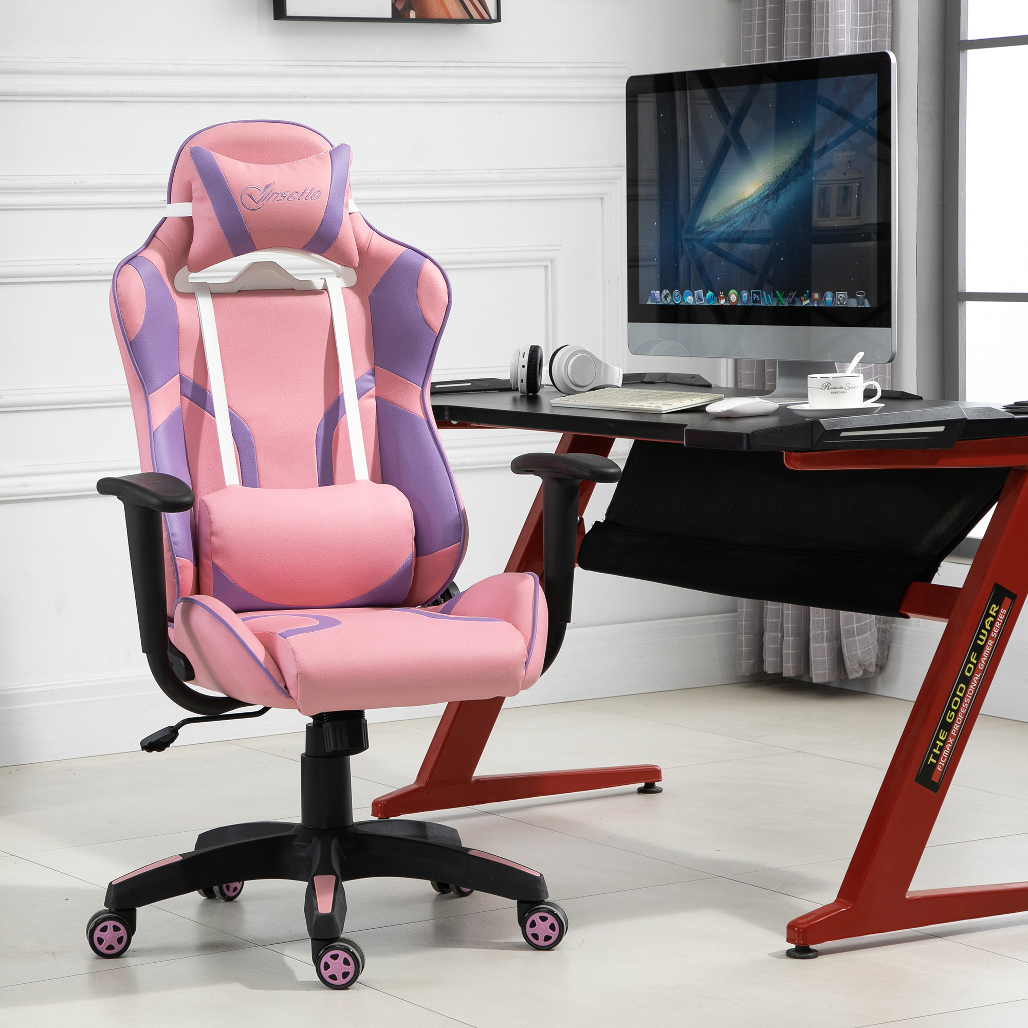 Vinsetto Gaming Stuhl  Ergonomischer Bürostuhl, Drehstuhl, Verstellbares Ma günstig online kaufen