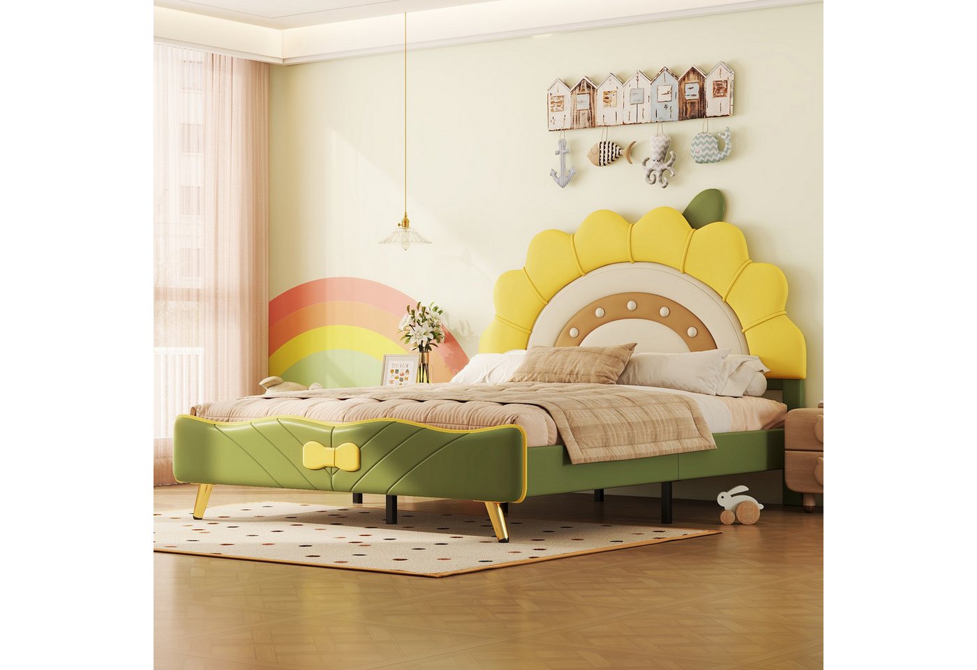 MODFU Kinderbett Sonnenblumenform, Schleifenverzierung am Ende des Bettes ( günstig online kaufen