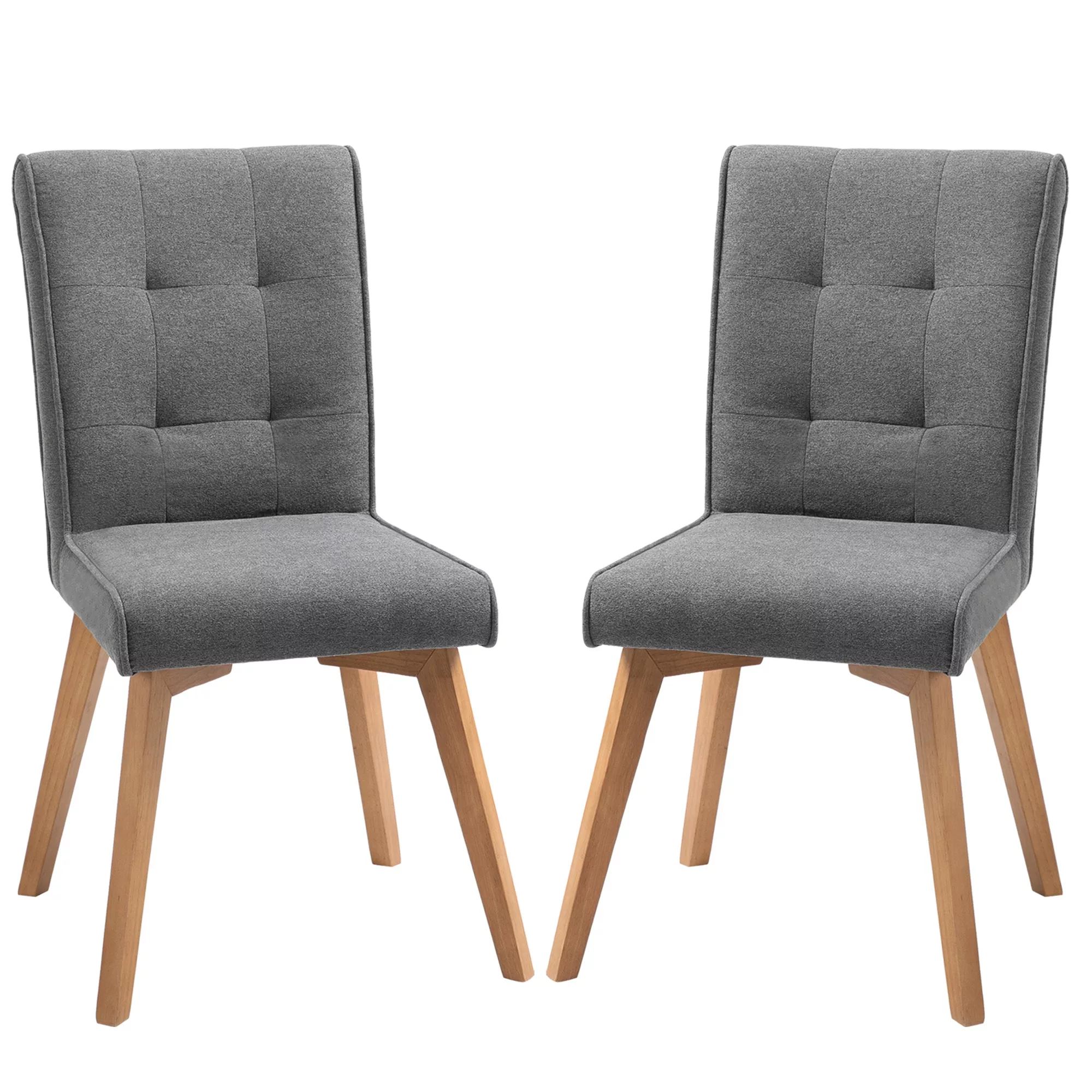 HOMCOM Esszimmerstühle 2er-Set  Stühle mit Rückenlehne, Leinen-Polyester-Ge günstig online kaufen