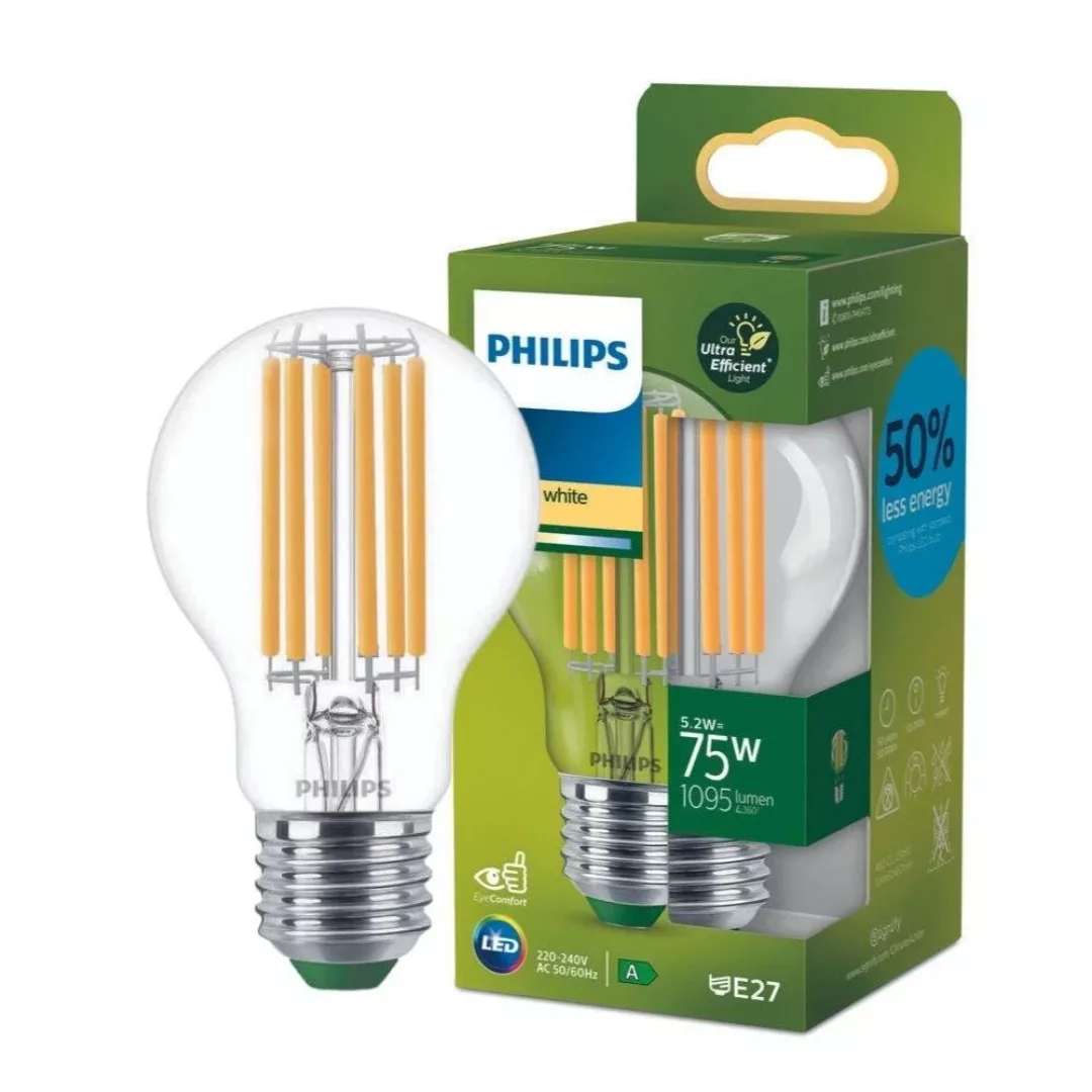 Philips LED Lampe E27 - Birne A60 5,2W 1095lm 2700K ersetzt 75W Doppelpack günstig online kaufen