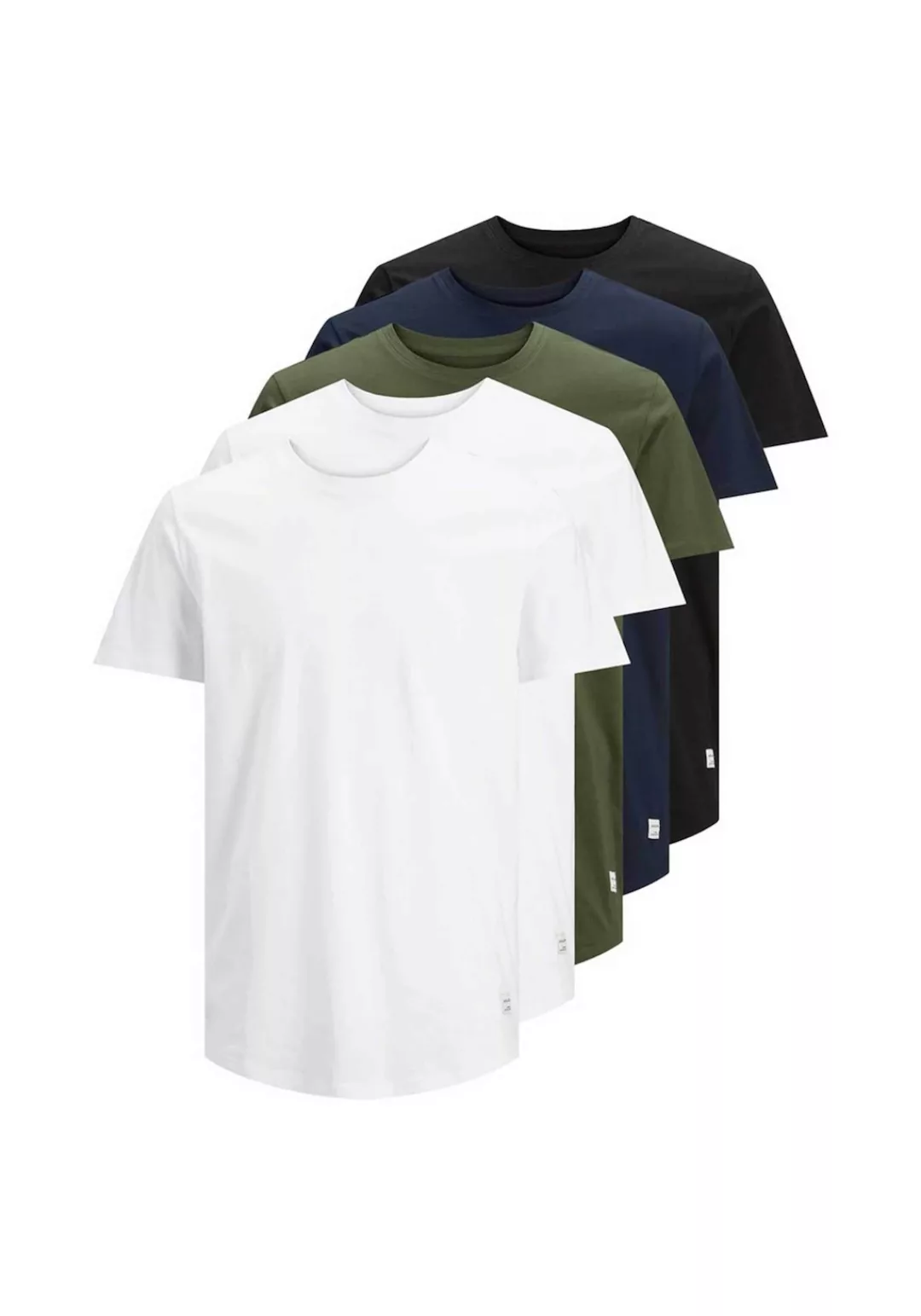 Jack & Jones Herren Rundhals T-Shirt JJENOA Regular Fit 5er Pack günstig online kaufen