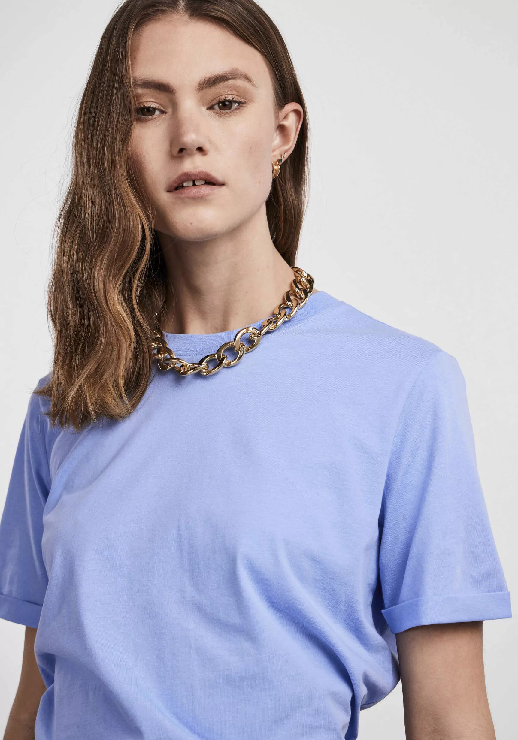 pieces Rundhalsshirt PCRIA SS FOLD UP SOLID TEE NOOS BC günstig online kaufen