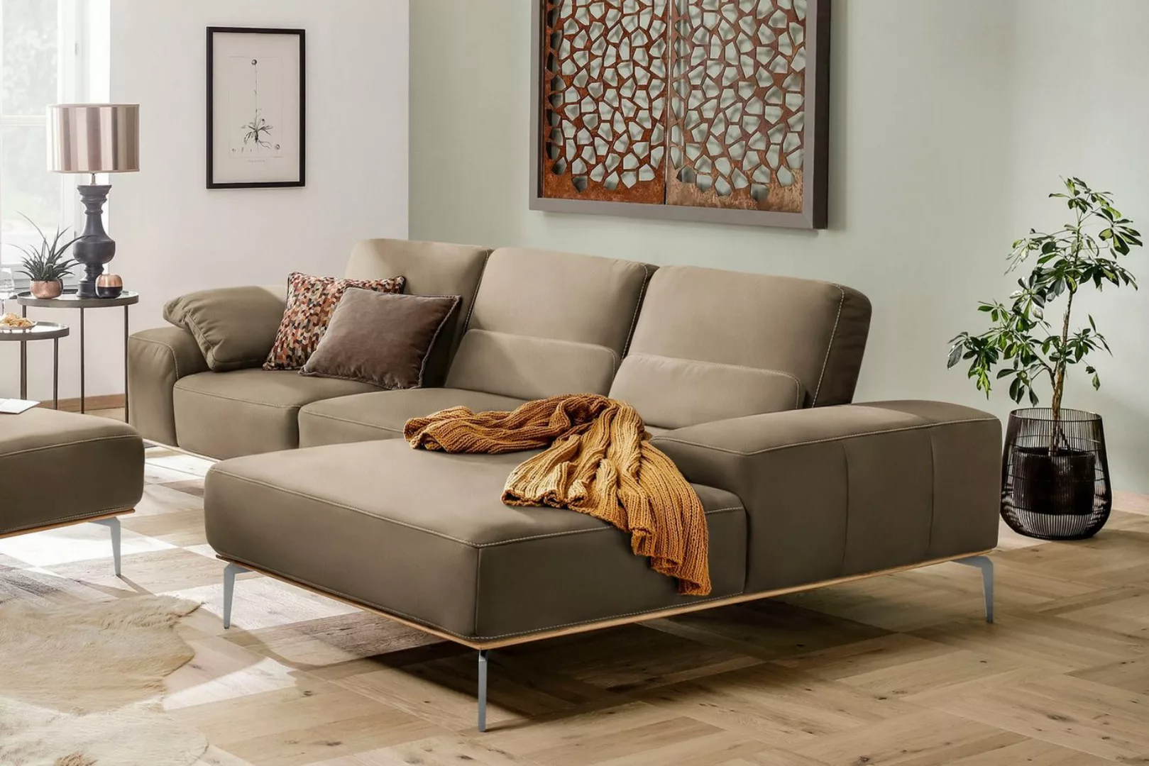 W.SCHILLIG Ecksofa run, mit elegantem Holzsockel, Füße in Chrom glänzend, B günstig online kaufen