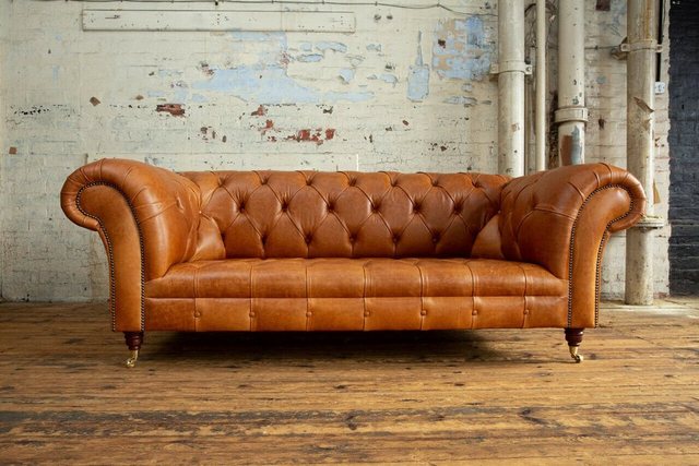 JVmoebel Chesterfield-Sofa Chesterfield Sofa Samt Dreisitzer Design Sofas P günstig online kaufen