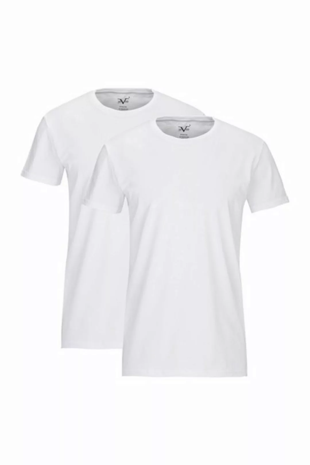 19V69 Italia by Versace T-Shirt Leonardo Rundhals Grau/Weiß 2er-Pack günstig online kaufen