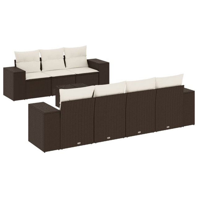 vidaXL Sofaelement 8-tlg. Garten-Sofagarnitur mit Kissen Braun Poly Rattan günstig online kaufen