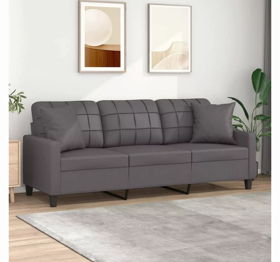 vidaXL Sofa Sofa Kunstleder mit Zierkissen, 180 cm günstig online kaufen