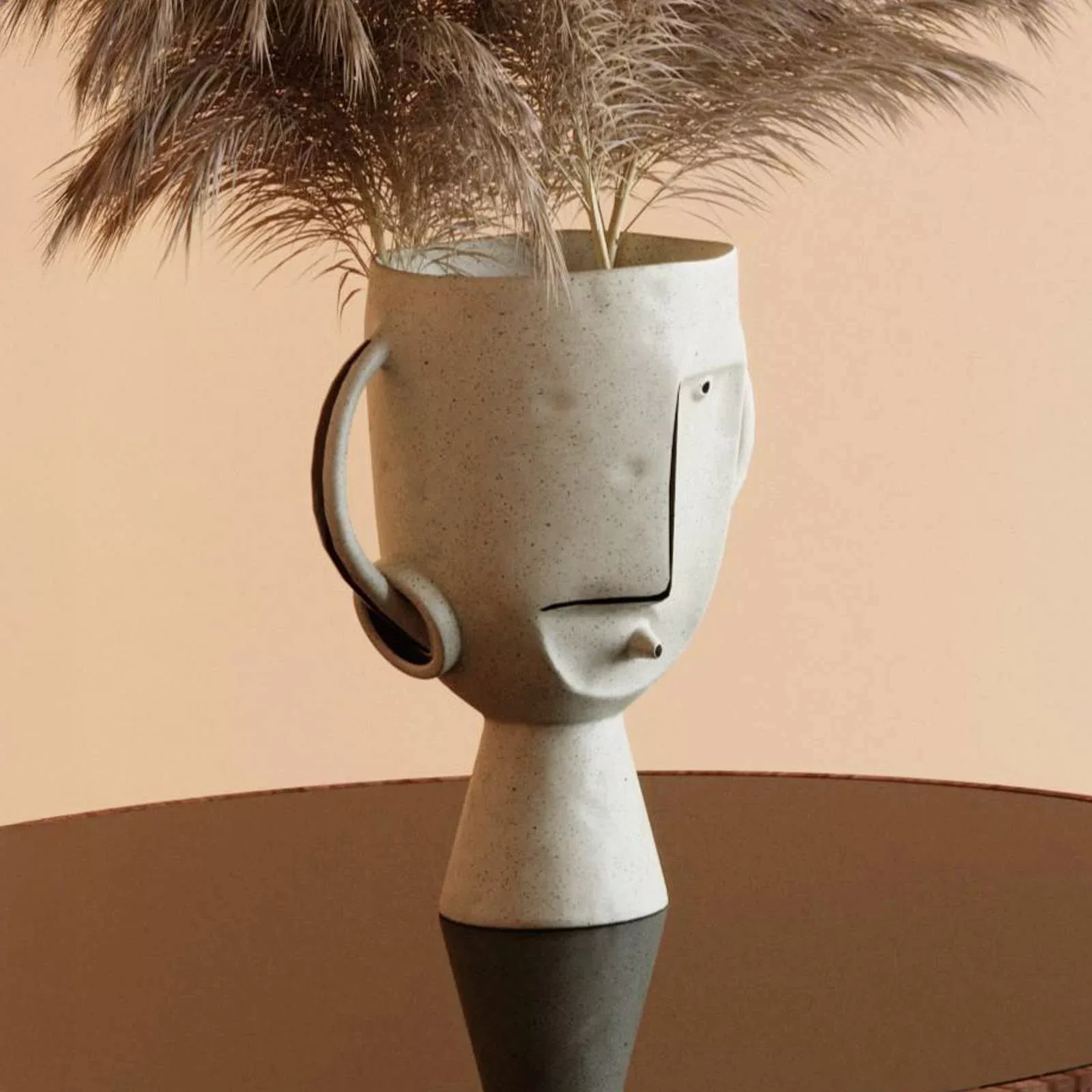 KARE Vase Face Pot, Höhe 30 cm, Steinzeug glasiert, bemalt günstig online kaufen