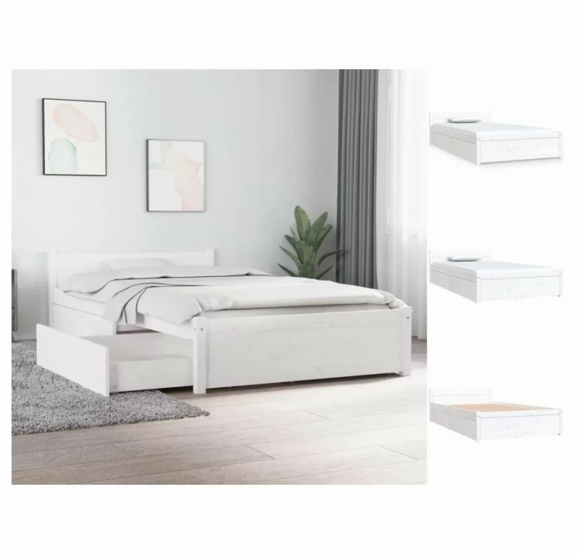 vidaXL Bettgestell Bett mit Schubladen Weiß 90x200 cm Bett Bettgestell Einz günstig online kaufen