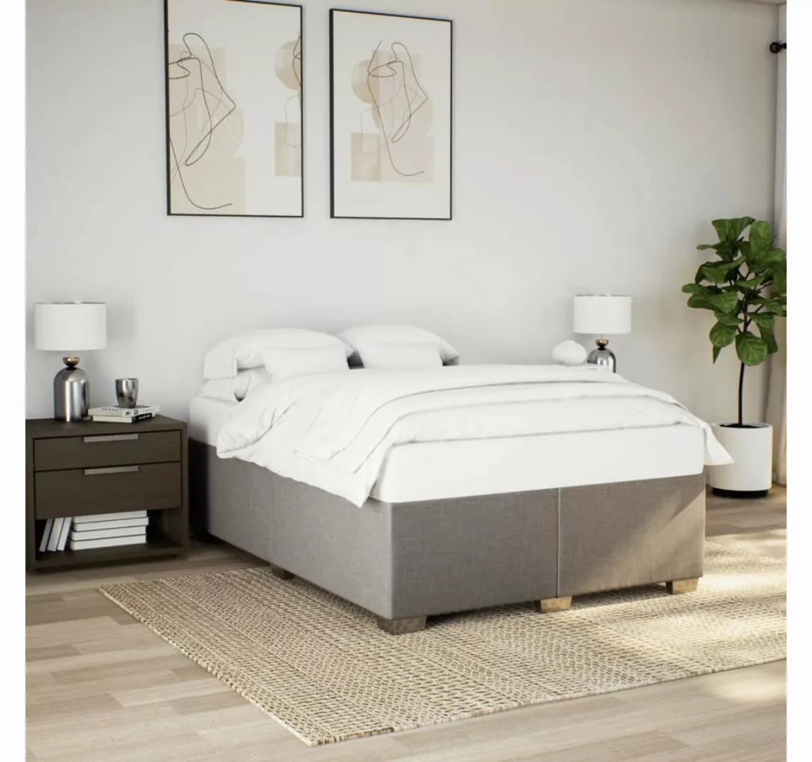 vidaXL Bett, Bettgestell ohne Matratze Taupe 140x190 cm Stoff günstig online kaufen