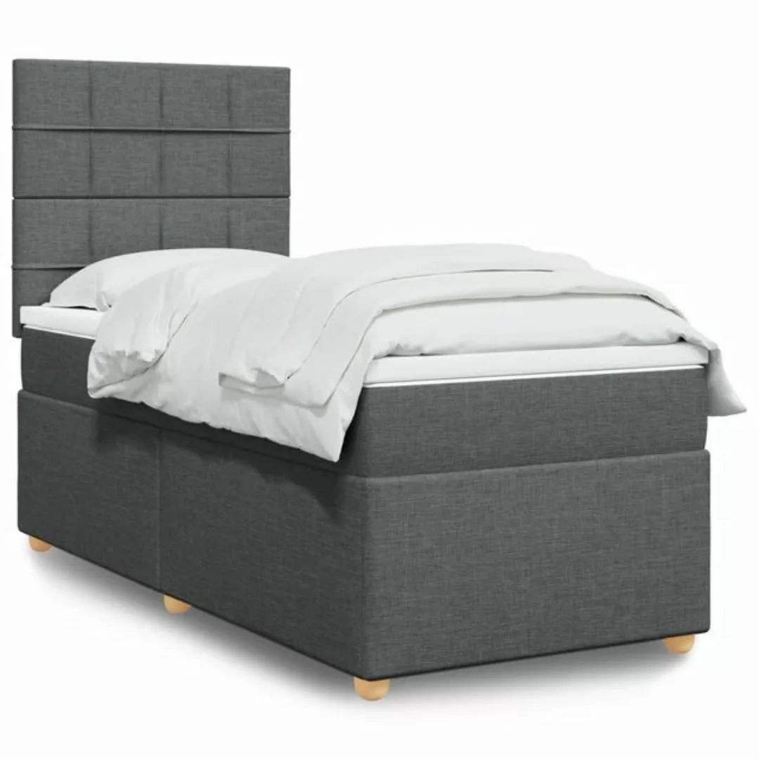 vidaXL Boxspringbett, Boxspringbett mit Matratze Dunkelgrau 100x200 cm Stof günstig online kaufen