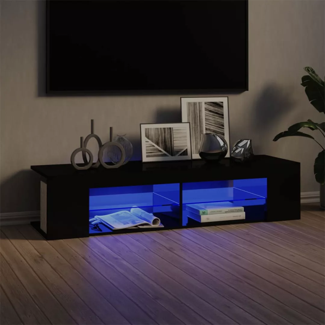 Tv-schrank Mit Led-leuchten Hochglanz-schwarz 135x39x30 Cm günstig online kaufen