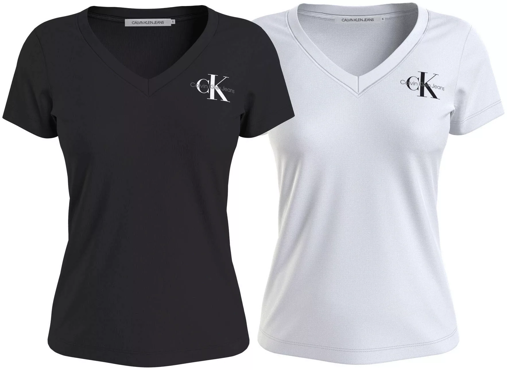 Calvin Klein Jeans T-Shirt "2-PACK MONOLOGO V-NECK TEE", mit Logomarkenlabe günstig online kaufen