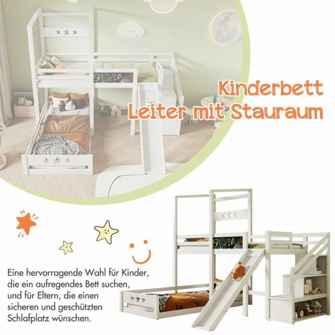 OKWISH Kinderbett 90 x 200 cm Einzelbett Treppe mit Stauraum (90x200 cm Ein günstig online kaufen