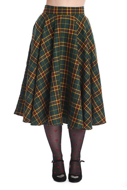 Banned A-Linien-Rock Highland Green Swing Skirt Kariert Tartan Retro Vintag günstig online kaufen