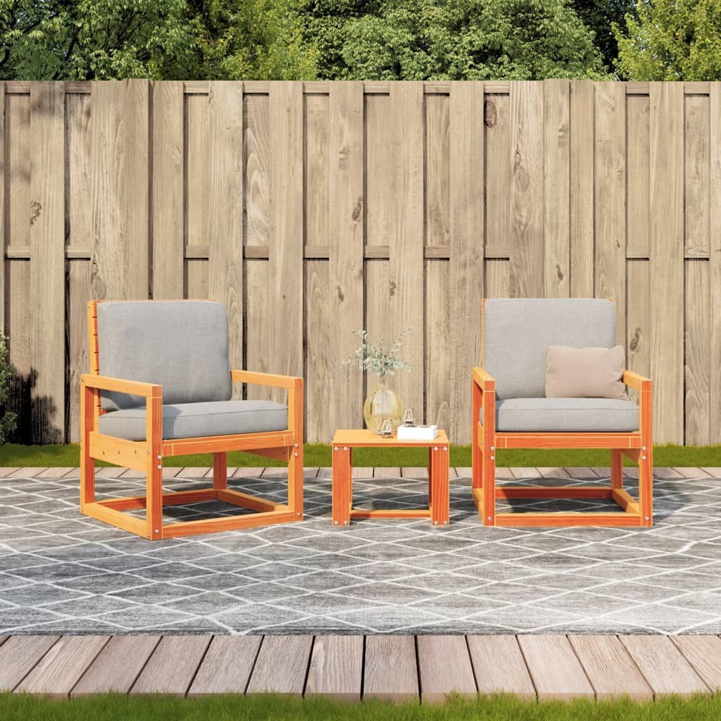 vidaXL Gartenlounge-Set 3-tlg. Garten-Lounge-Set Wachsbraun Massivholz günstig online kaufen