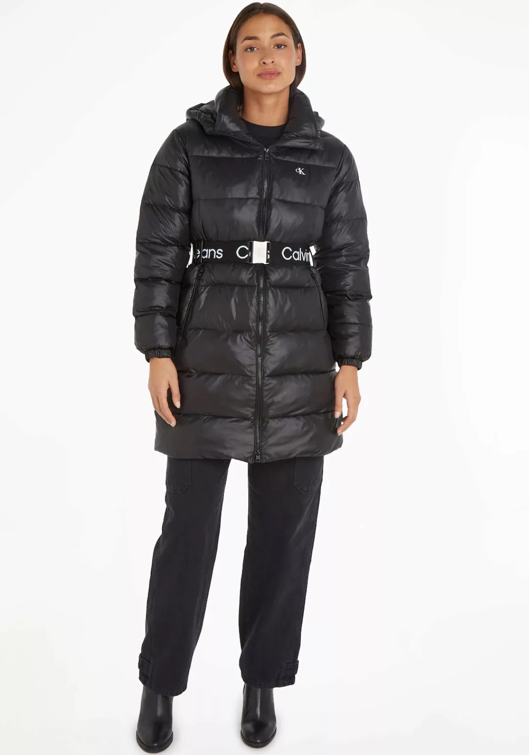 Calvin Klein Jeans Steppjacke "LW PADDED LONG FITTED JACKET", mit Kapuze günstig online kaufen