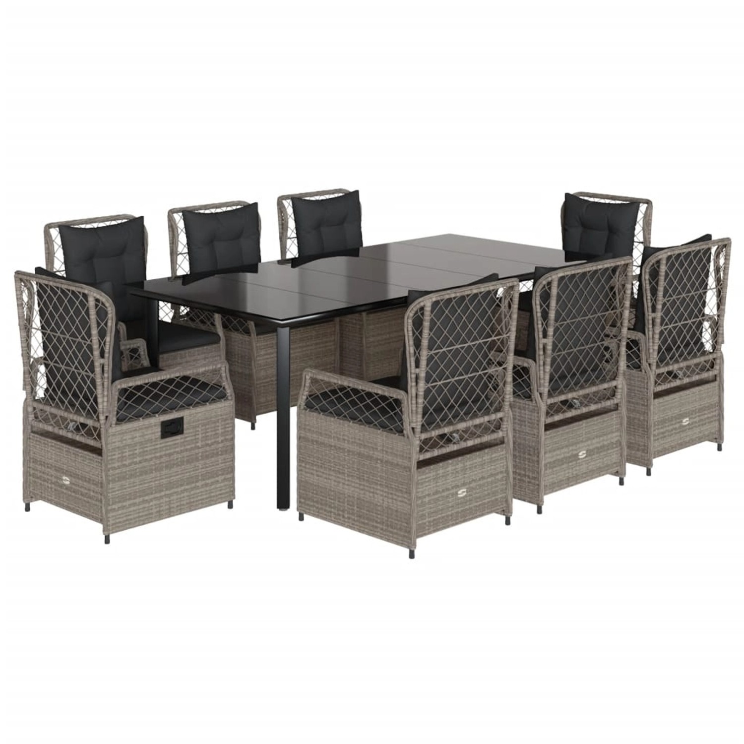 vidaXL 9-Tlg Garten-Essgruppe mit Kissen Hellgrau Poly Rattan 3263040 günstig online kaufen