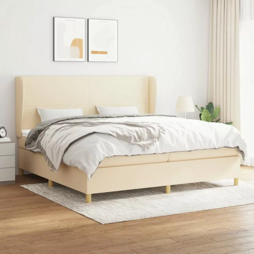 vidaXL Bettgestell Boxspringbett mit Matratze Creme 200x200 cm Stoff Bett B günstig online kaufen