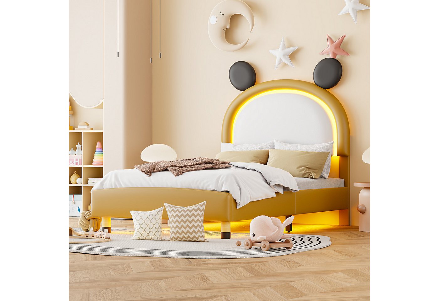 NMonet Kinderbett Polsterbett, Einzelbett, mit Lattenrost und LED-Leuchten, günstig online kaufen