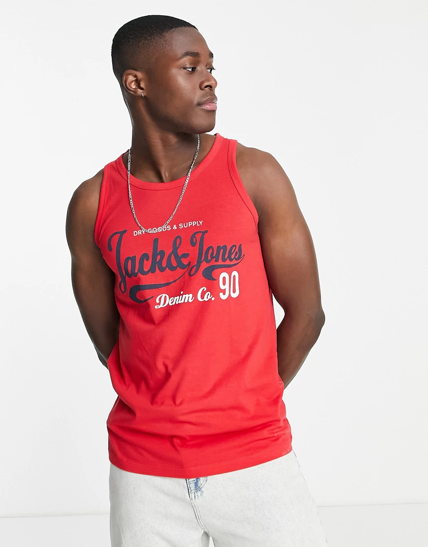 Jack & Jones – Trägertop mit Logoschriftzug in Rot günstig online kaufen