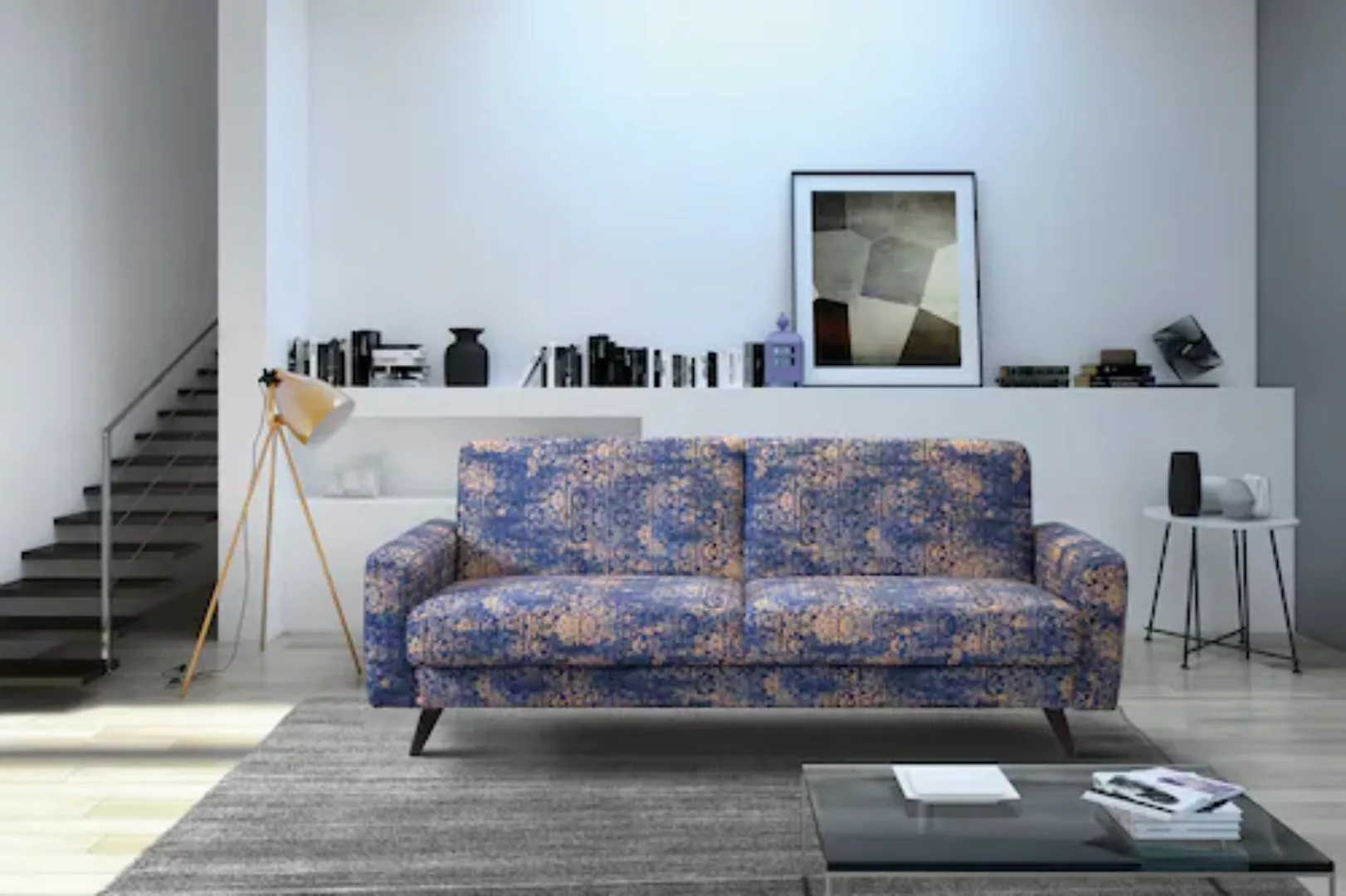 exxpo - sofa fashion 3-Sitzer, mit Schlaffunktion, Bettkasten und Holzfüße günstig online kaufen