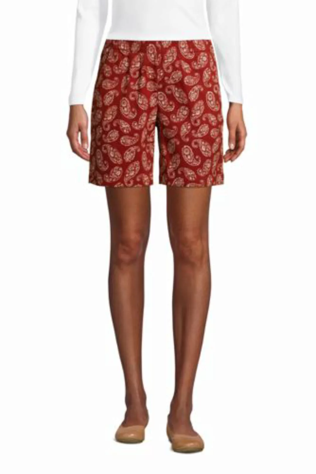 Chino-Shorts mit Dehnbund, 18 cm, Damen, Größe: L Normal, Rot, Baumwoll-Mis günstig online kaufen