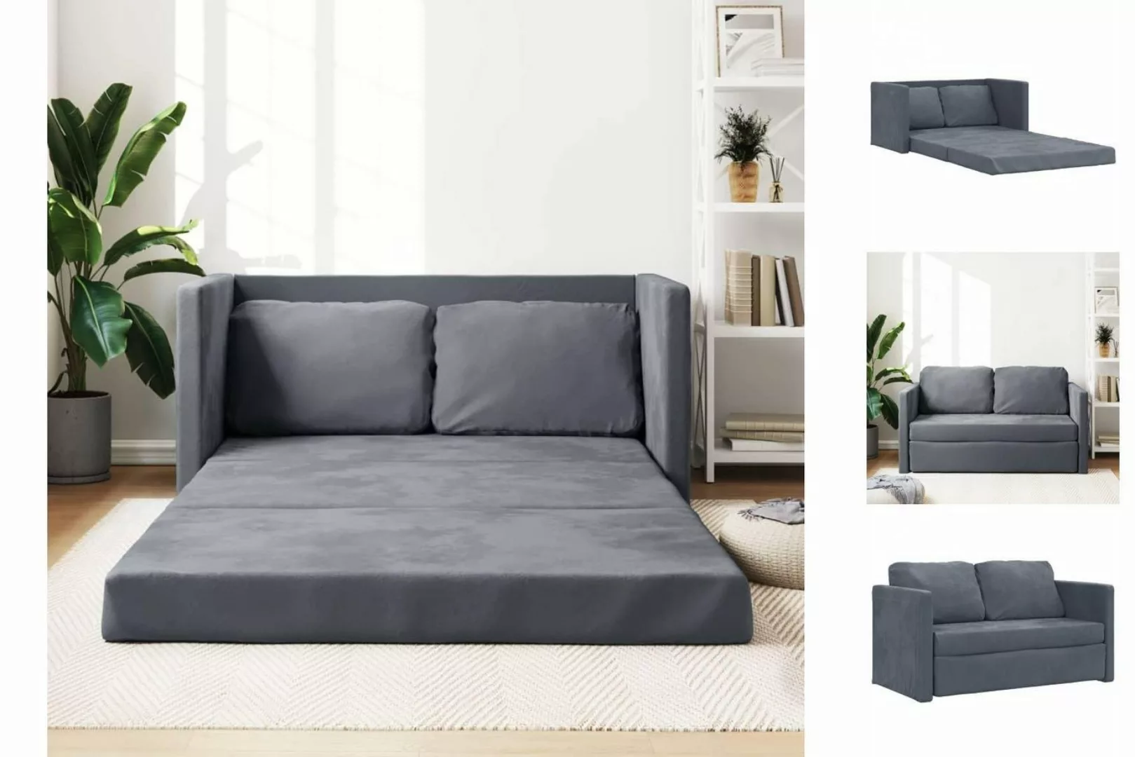 vidaXL Sofa Bodensofa mit Schlaffunktion Dunkelgrau 122x204x55 cm Samt günstig online kaufen
