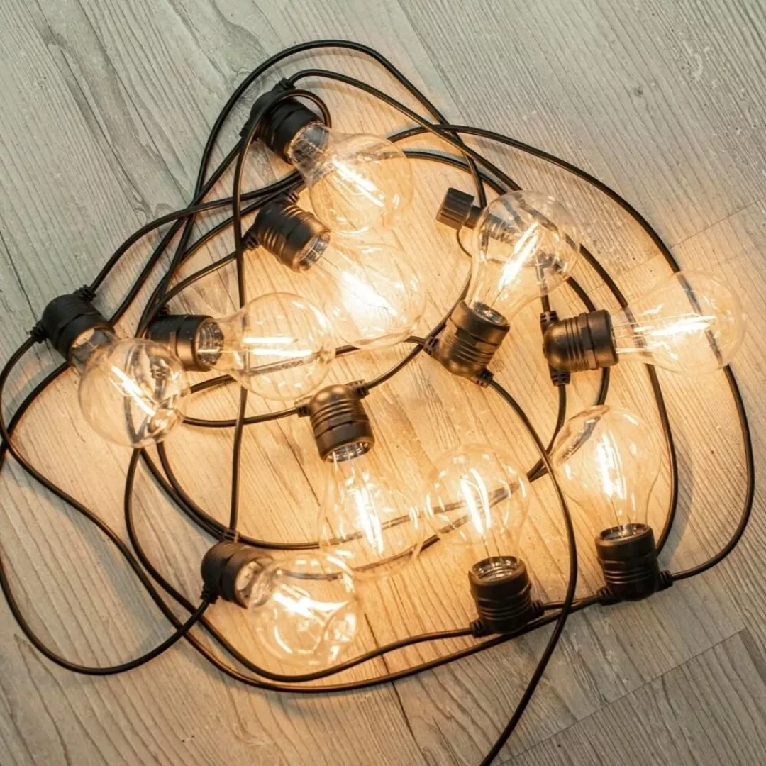 LED Lichterkette Allegra Guirnalda in Schwarz 10x 0,2W 350lm E27 10-flammig günstig online kaufen