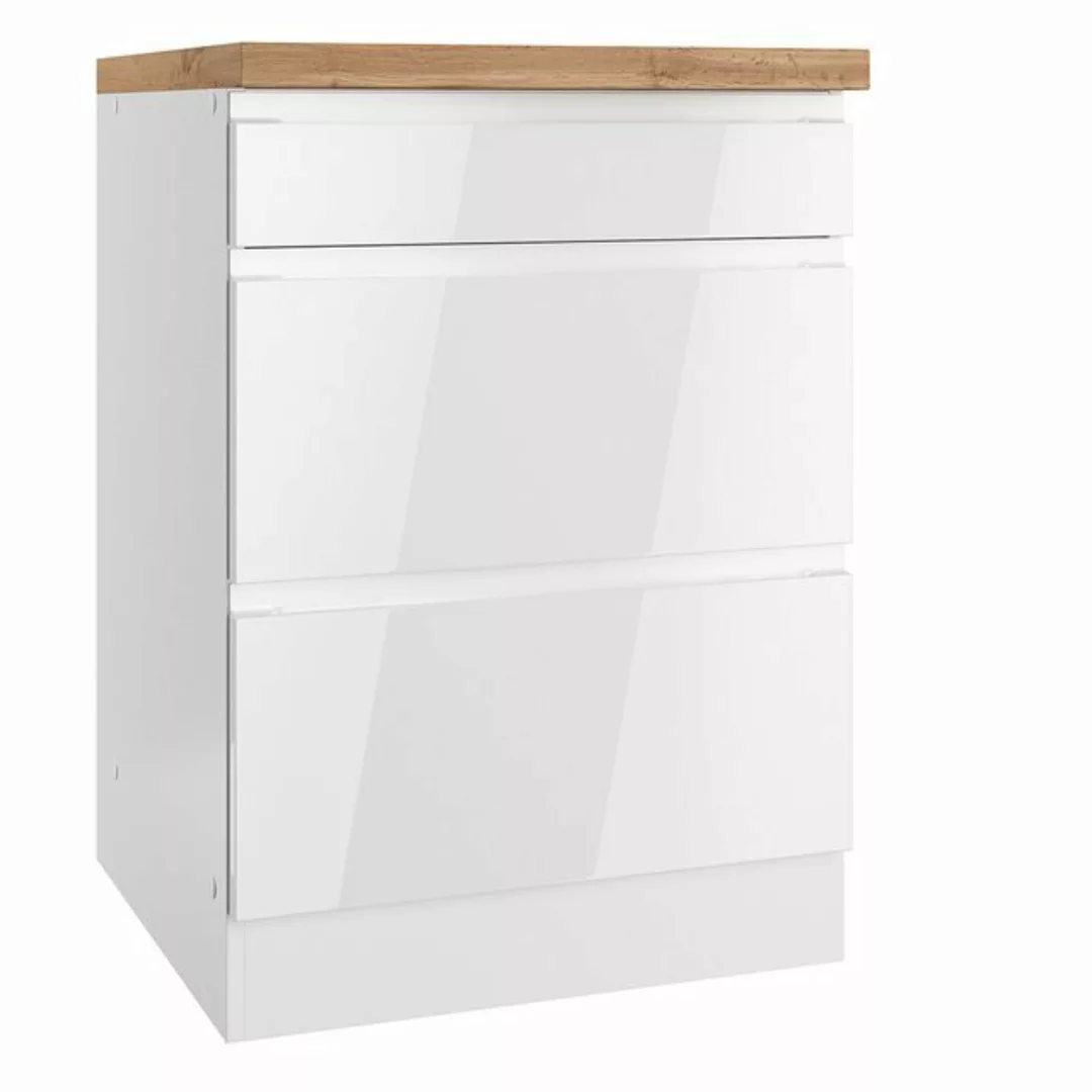 Lomadox Unterschrank MARSEILLE-03 Kochfeldumbauschrank 60cm, 2 Schubladen, günstig online kaufen