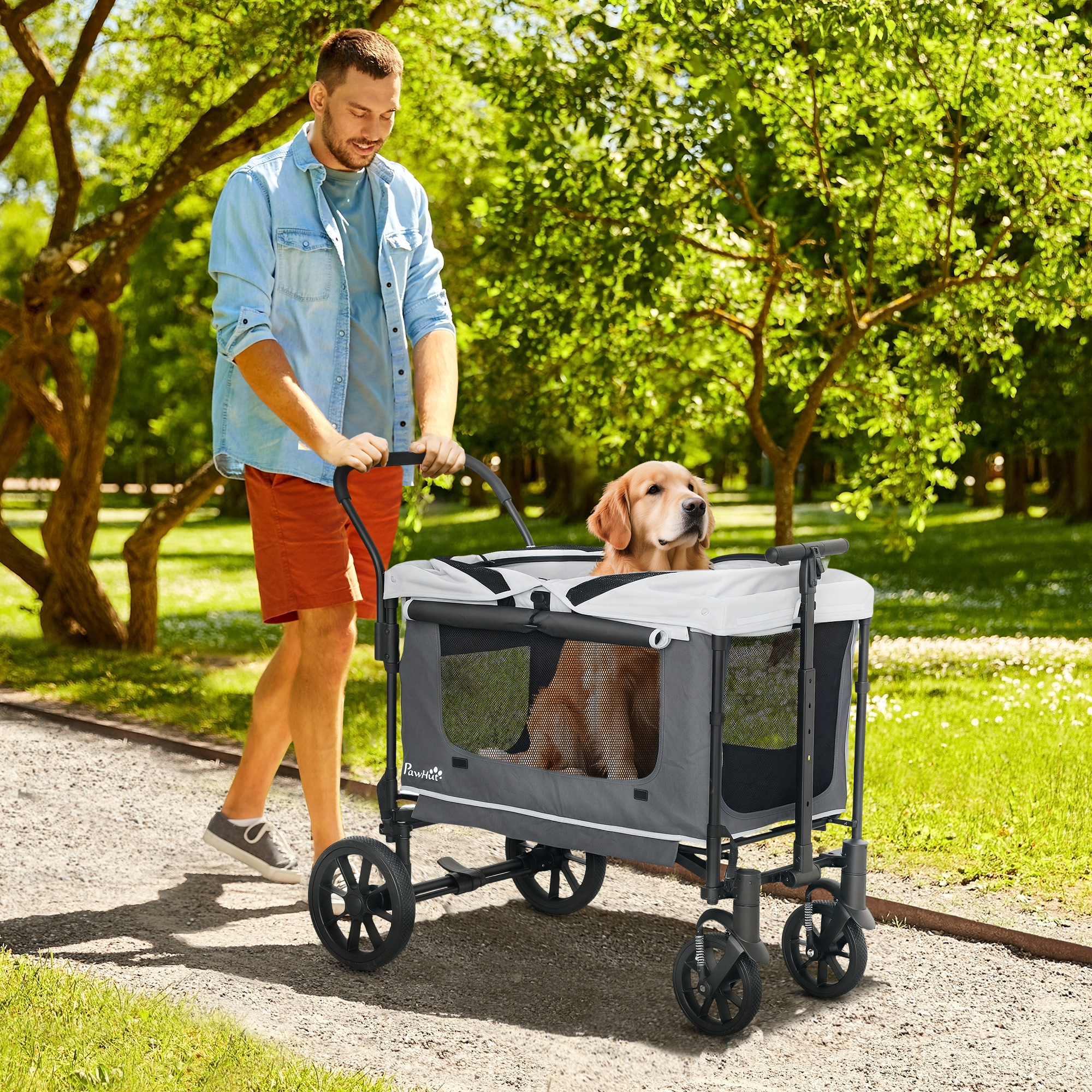 PawHut Hundewagen Hundebuggy klappbar für Hunde & Katzen bis 30 kg Katzenbu günstig online kaufen