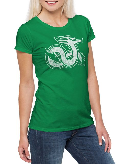 Urban Backwoods Print-Shirt Celtic Dragon V Damen T-Shirt Kelten Knoten Dra günstig online kaufen