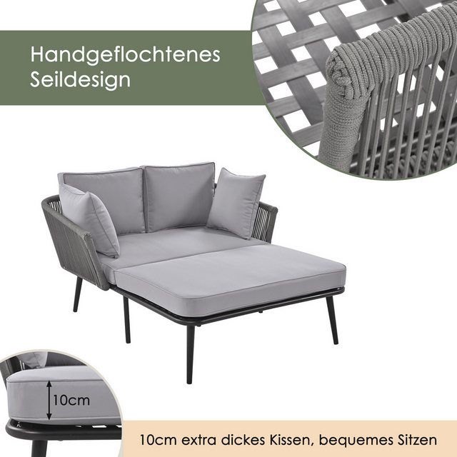 Merax Loungebett, mit Stahlrahmen und Kissen,Gartenliege,Gartenlounge,Garte günstig online kaufen