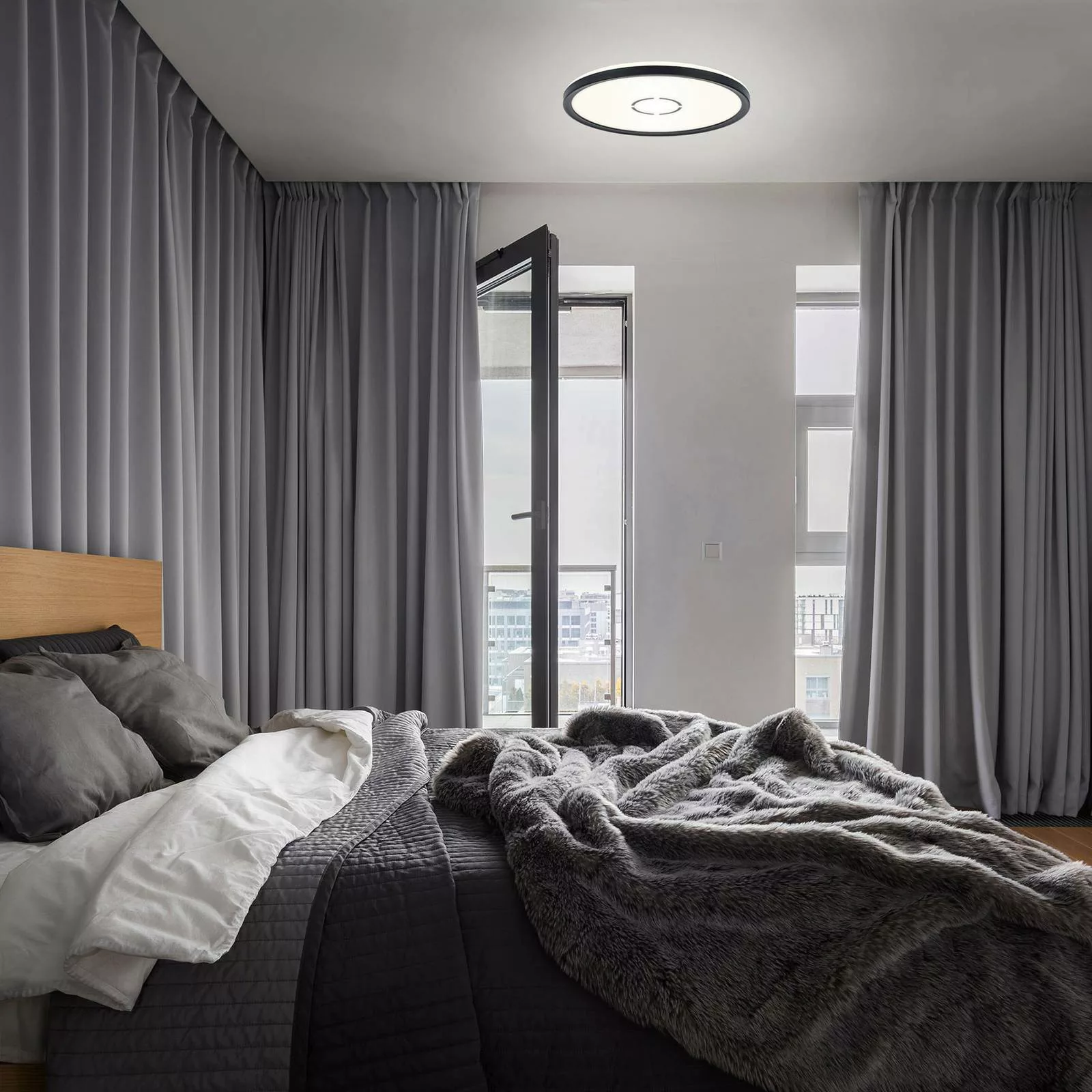 LED-Deckenleuchte, schwarz mit Hintergrundbeleuchtung - schwarz - 2,8 cm - günstig online kaufen
