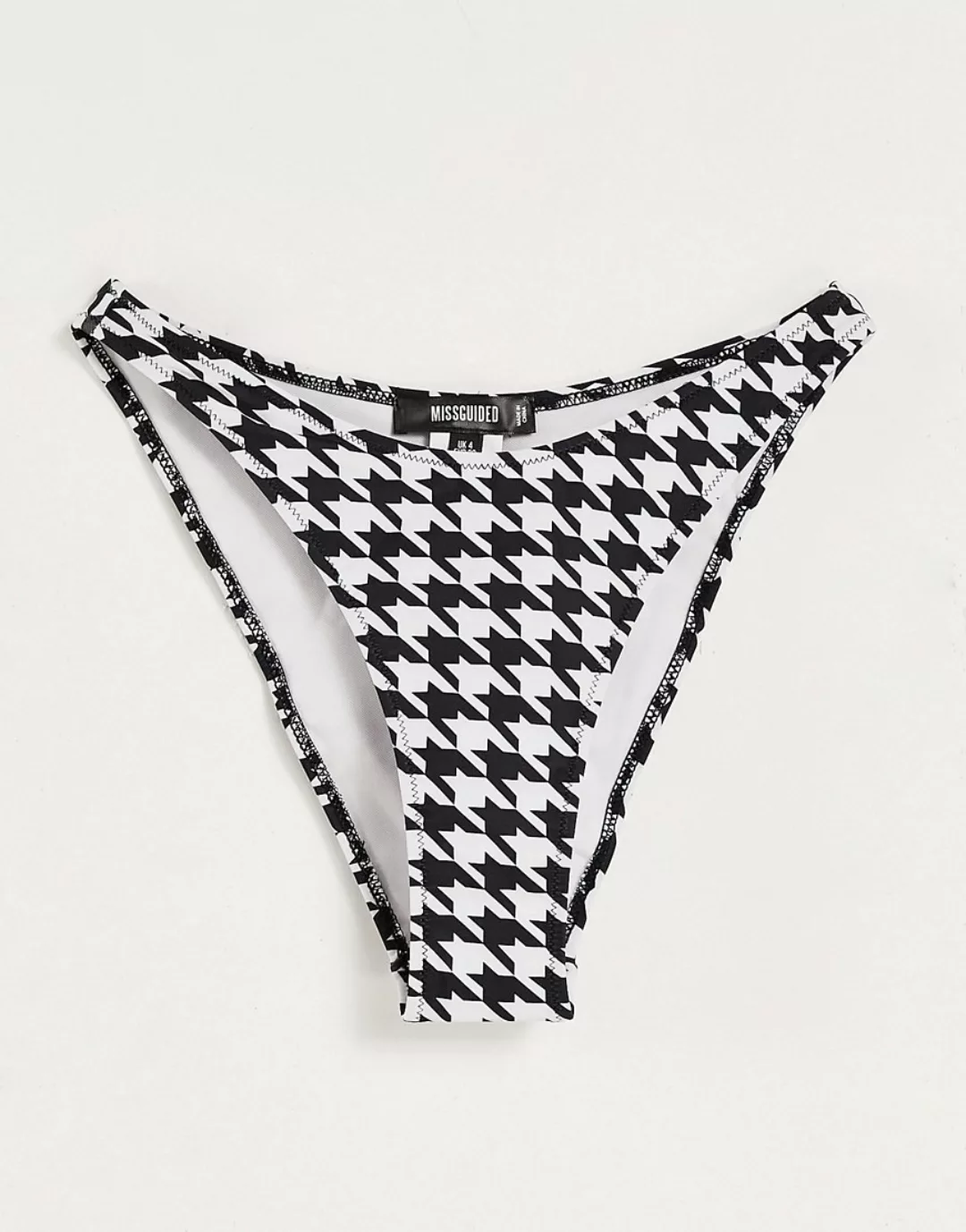Missguided – Boomerang – Bikinihose mit Hahnentrittmuster-Schwarz günstig online kaufen