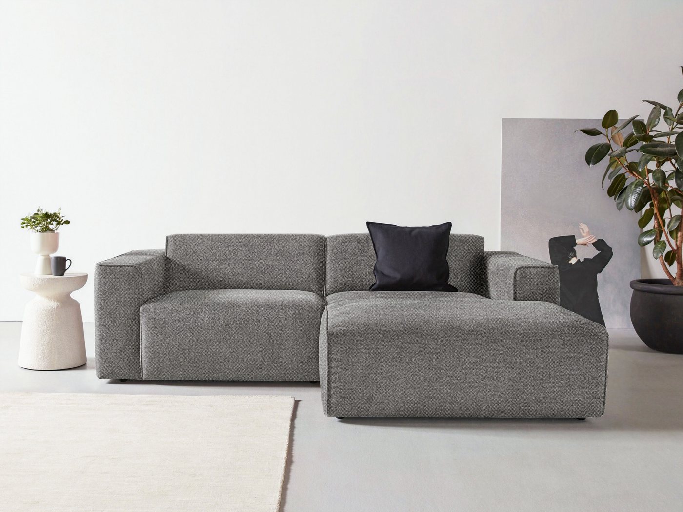 andas Ecksofa Noord, mit Kedernaht, Breite 234 cm, Cord, Struktur, Webstoff günstig online kaufen