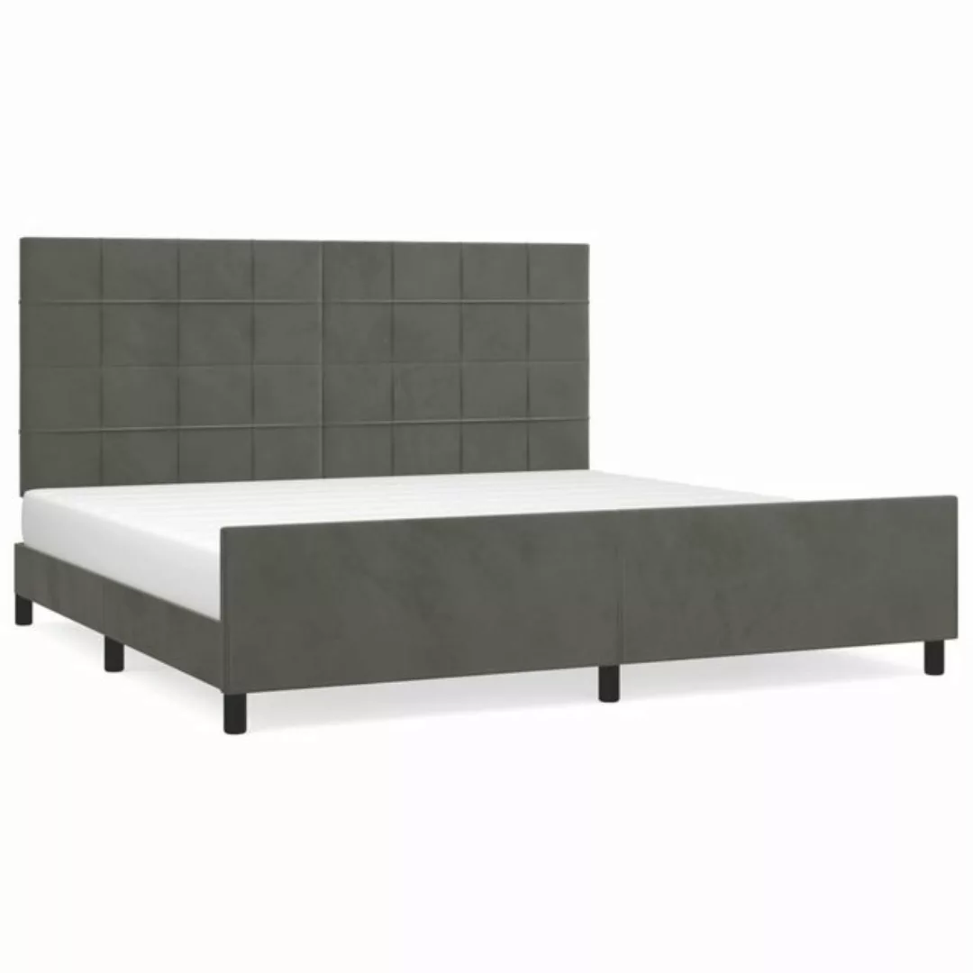 furnicato Bett Bettgestell mit Kopfteil Dunkelgrau 200x200 cm Samt günstig online kaufen