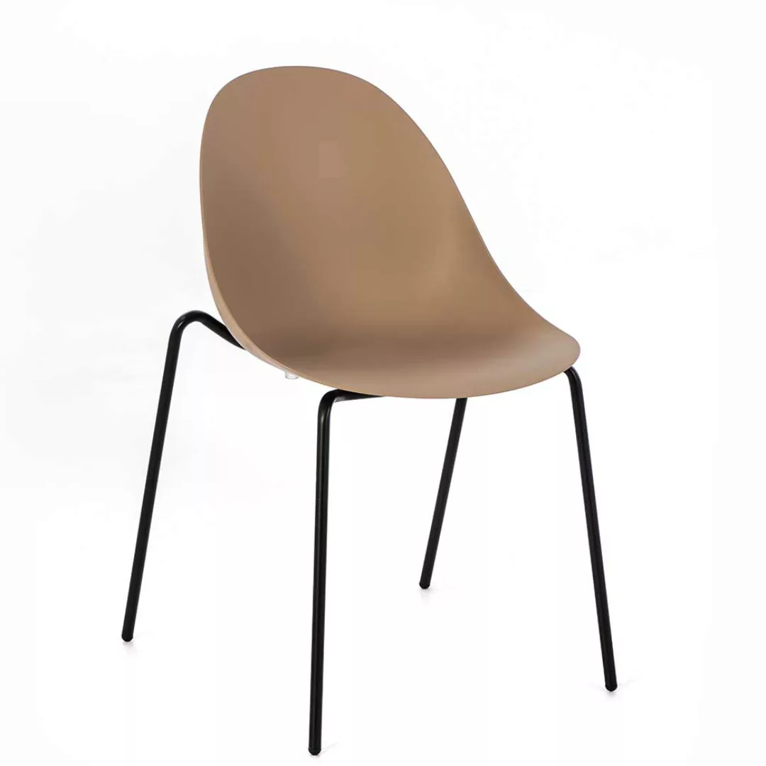 Esstisch Stühle in Hellbraun und Schwarz Kunststoff (4er Set) günstig online kaufen