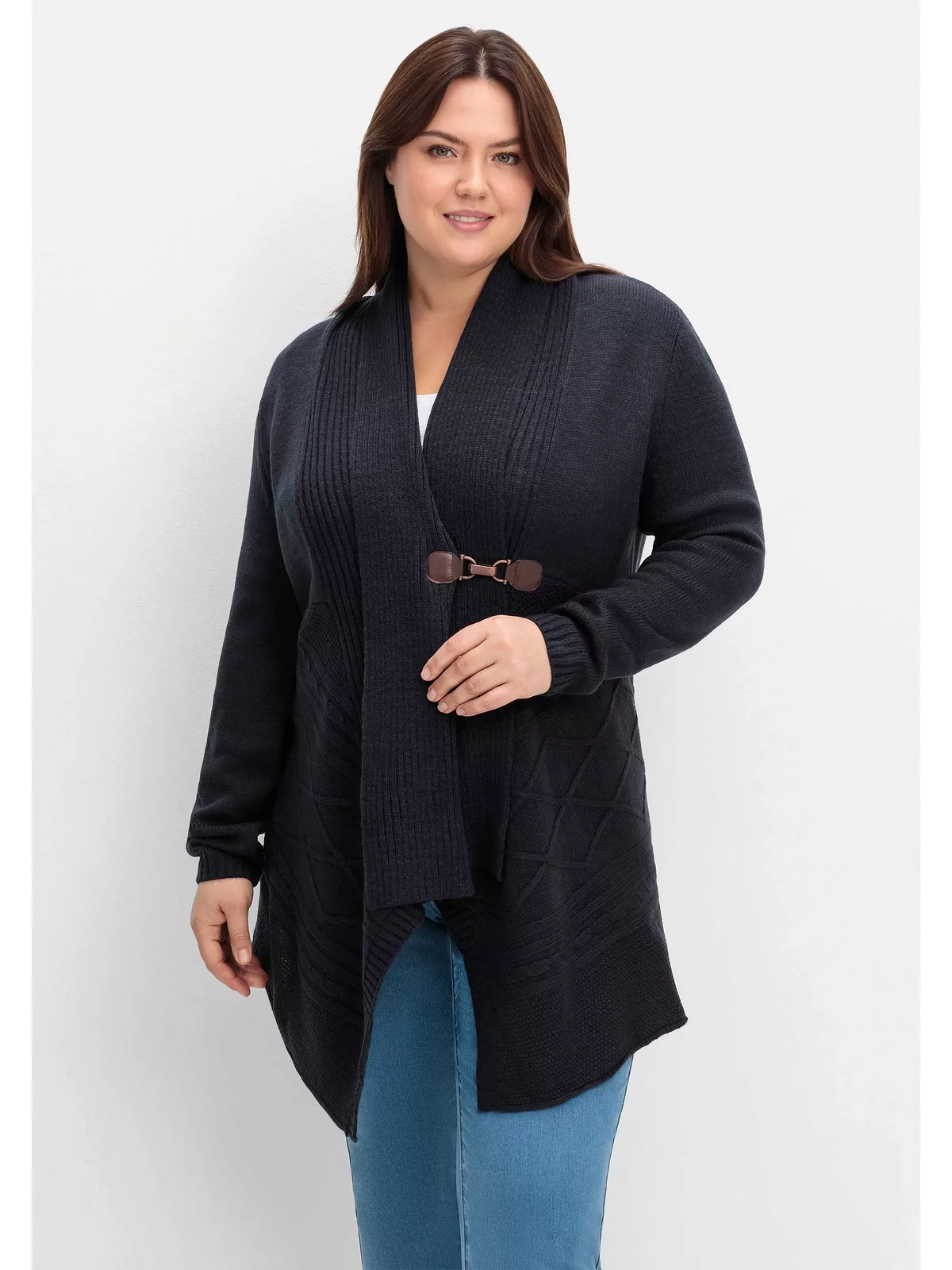 sheego by Joe Browns Longstrickjacke "Große Größen", mit Schalkragen und el günstig online kaufen