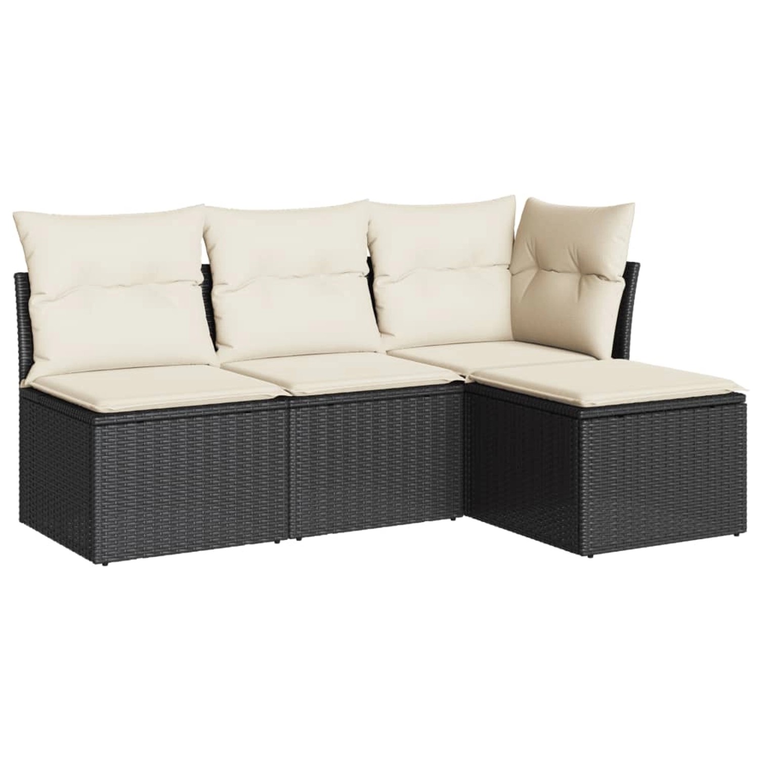 vidaXL 4-tlg Garten-Sofagarnitur mit Kissen Schwarz Poly Rattan Modell 28 günstig online kaufen