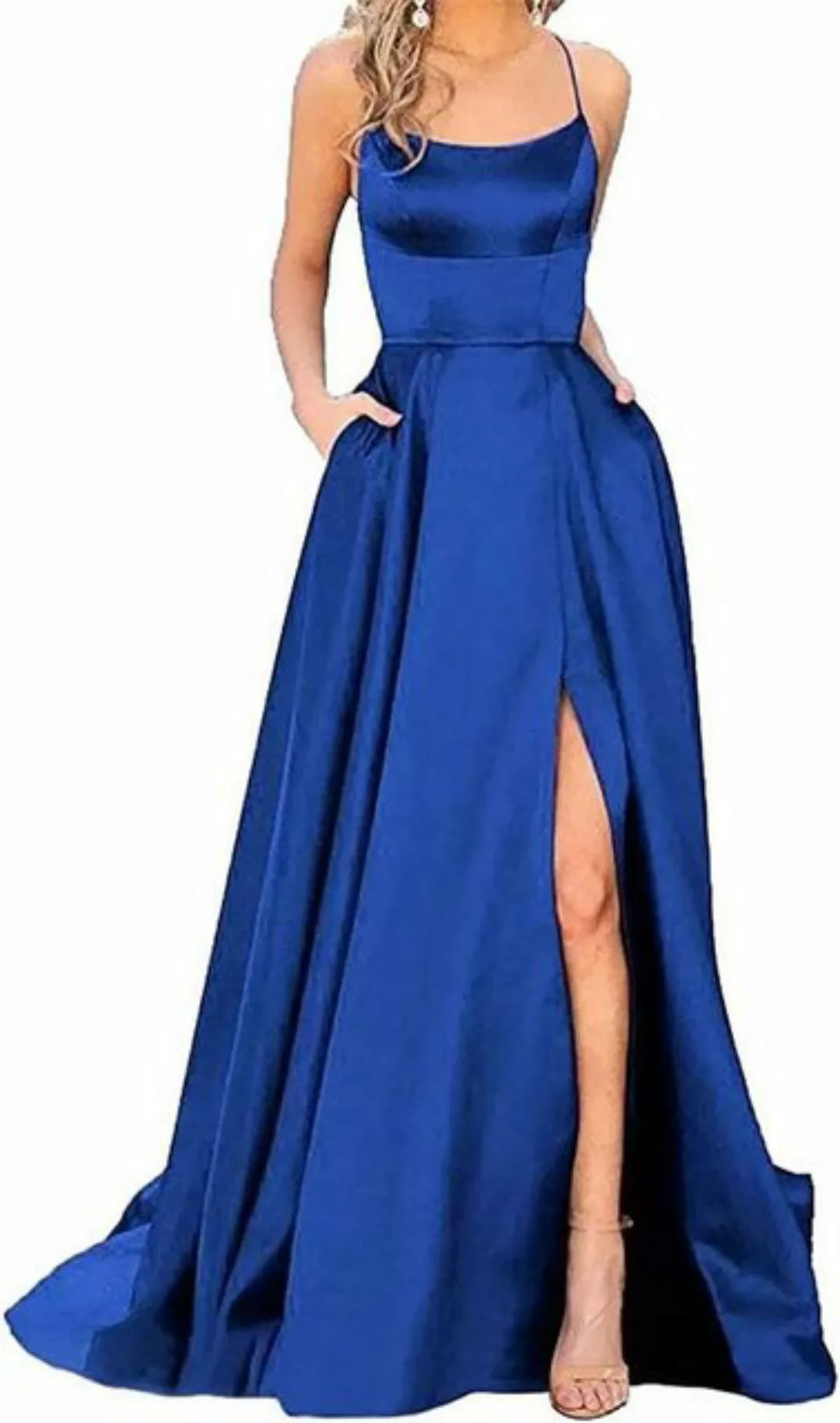 BlauWave Dirndl Damen Elegant Lange Ballkleider mit Taschen Satin (1-tlg., günstig online kaufen