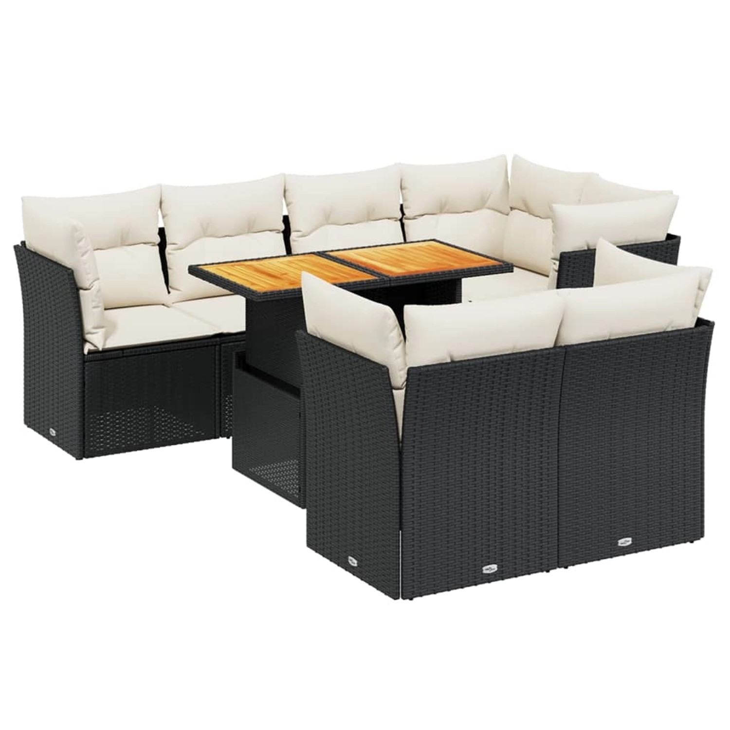 vidaXL 8-Tlg Garten-Sofagarnitur mit Kissen Schwarz Poly Rattan 3270706 günstig online kaufen