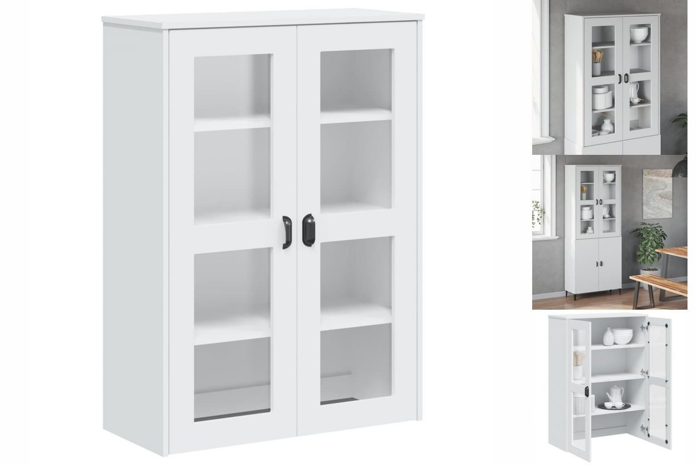 vidaXL Vitrine Schrank Aufsatz für Highboard VIKEN Weiß Massivholz Kiefer G günstig online kaufen