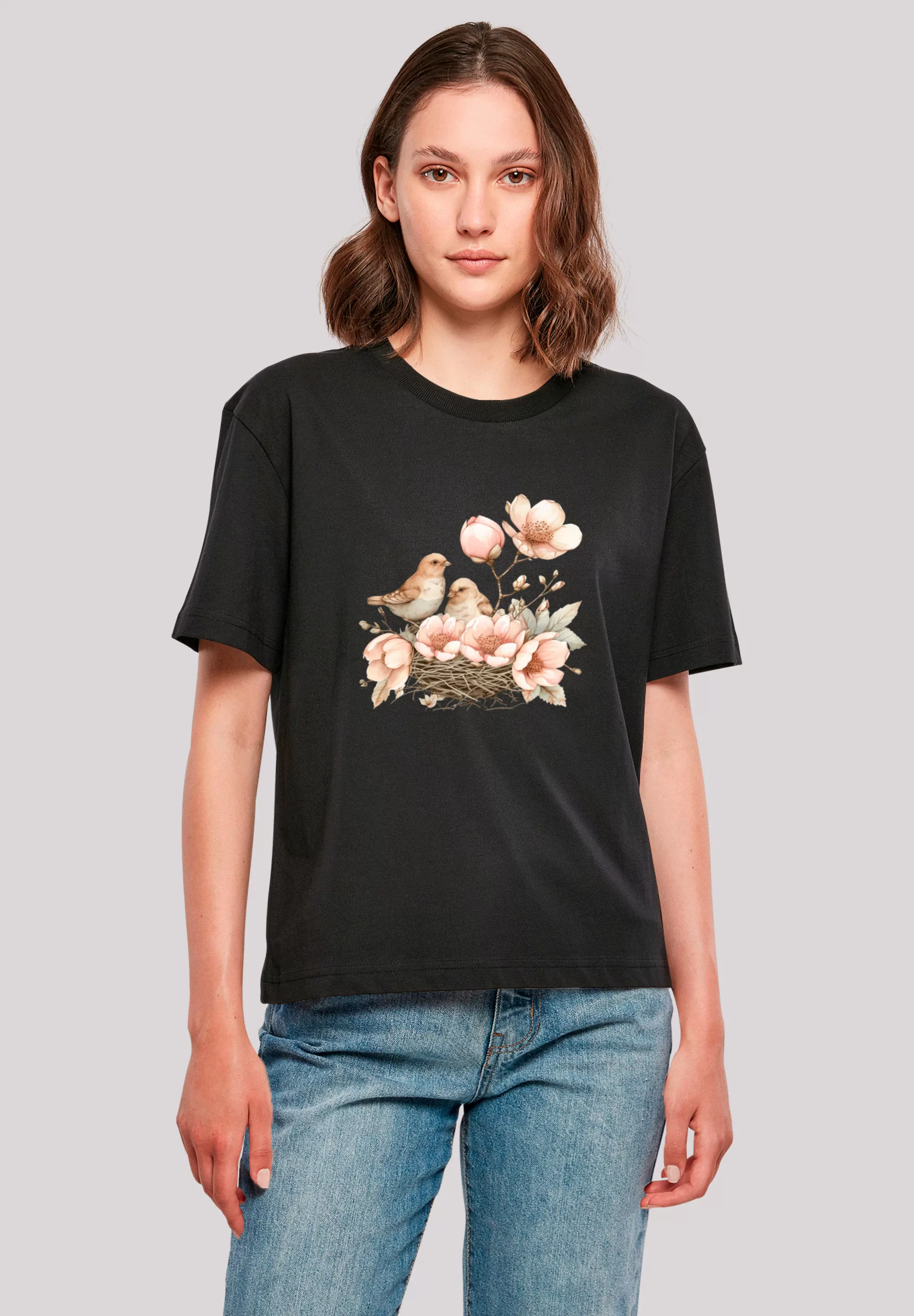 F4NT4STIC T-Shirt "Vogelnest Blumen", Premium Qualität günstig online kaufen