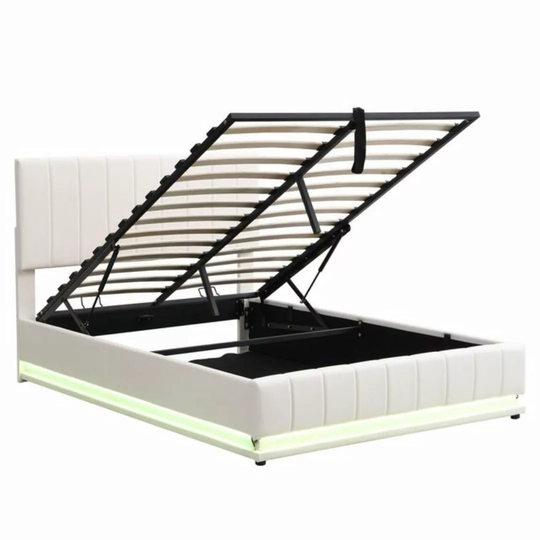 Rutaqian Boxspringbett Stauraumbett mit LED Polsterbett Doppelbett, (1-St., günstig online kaufen