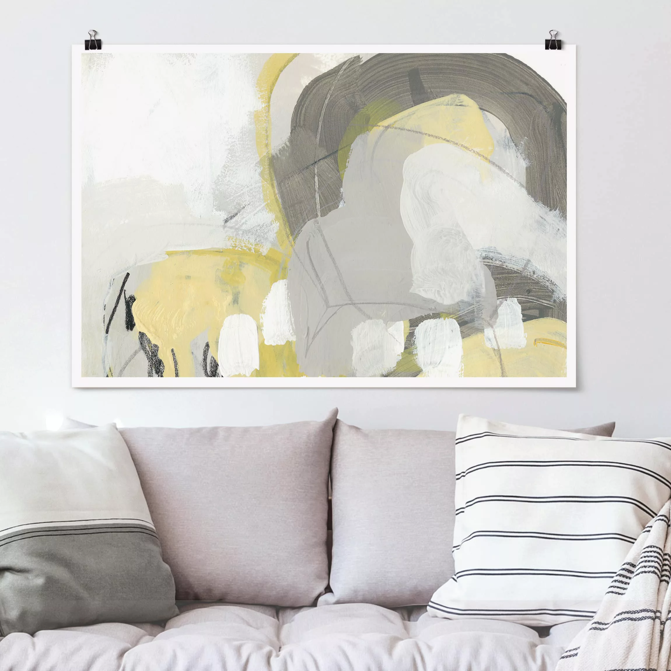 Poster Abstrakt - Querformat Zitronen im Nebel II günstig online kaufen