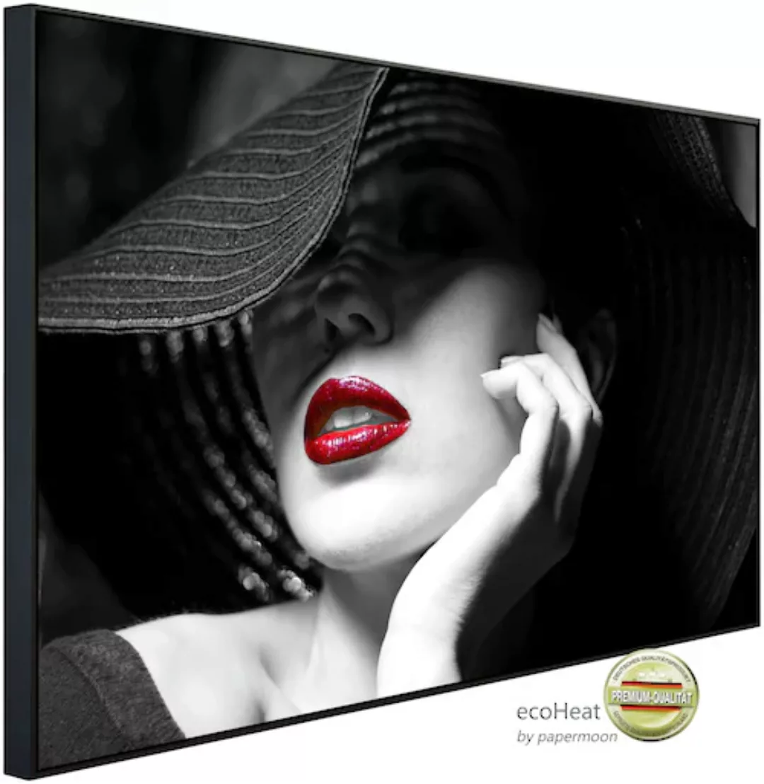 Papermoon Infrarotheizung »Schwarz Weiße Frau mit roten Lippen« günstig online kaufen