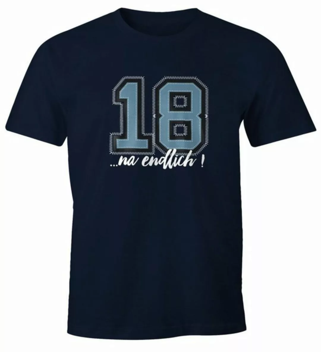 MoonWorks Print-Shirt Herren T-Shirt Geburtstag endlich 18 College Look Fun günstig online kaufen