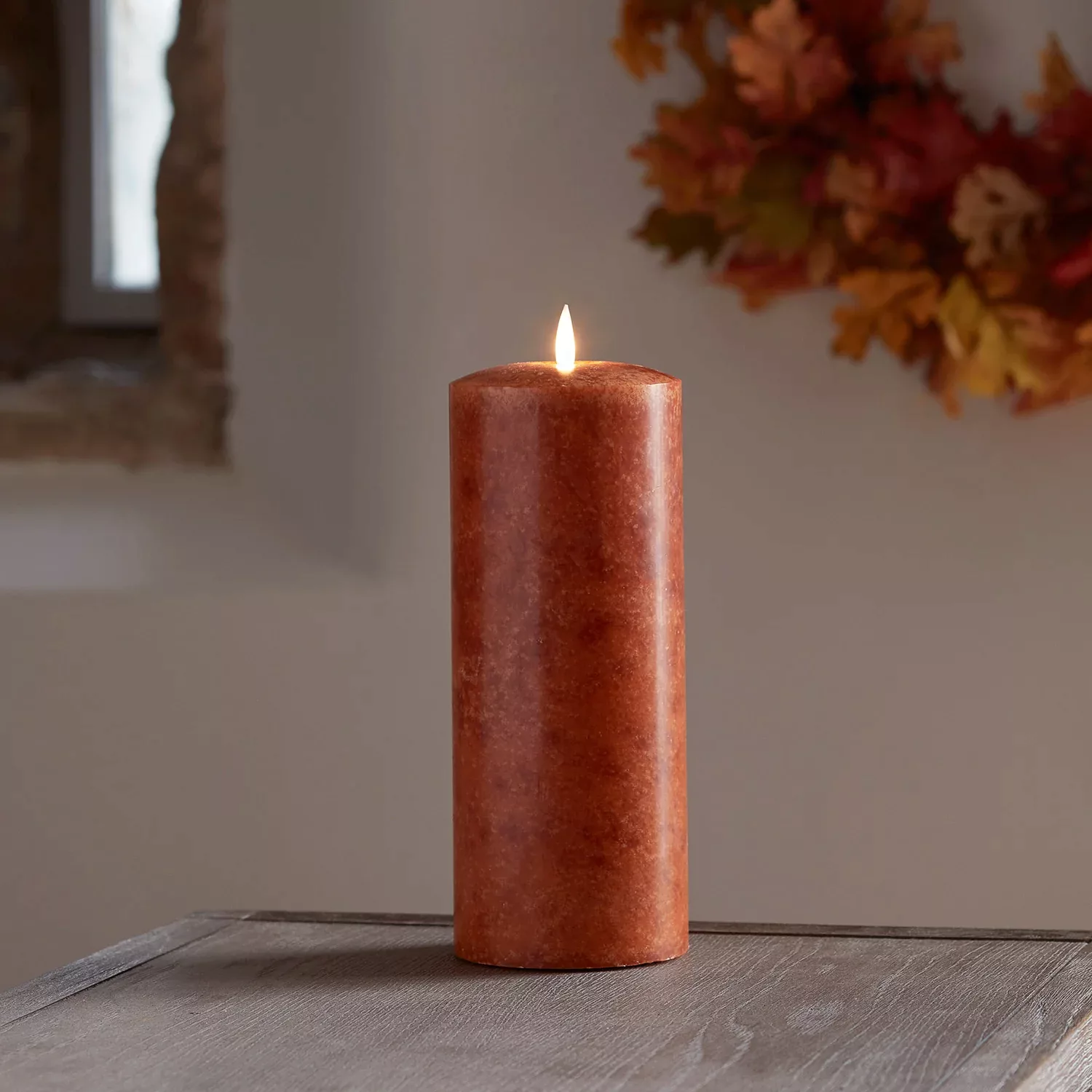 TruGlow® LED Stumpenkerze orange breit 25cm mit Fernbedienung günstig online kaufen