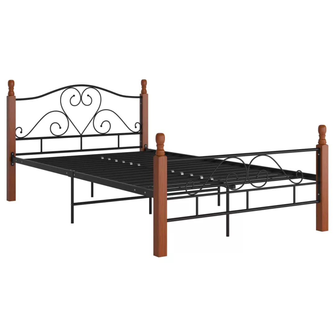 vidaXL Bettgestell Bettgestell Schwarz Metall 120x200 cm Bett Bettrahmen Be günstig online kaufen